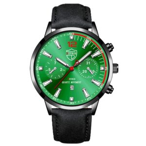 Green Colour Black Belt Watch