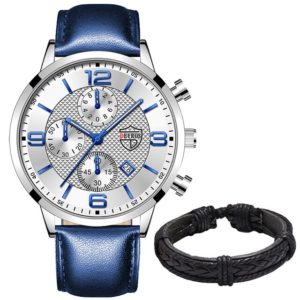 Silver & Blue Men's Watches