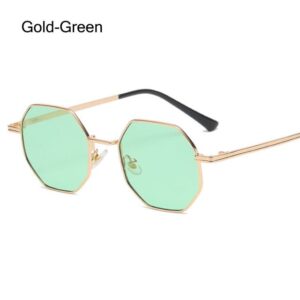 Gold-Green Square Sunglasses
