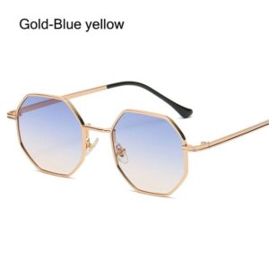 Gold-Blue yellow Square Sunglasses
