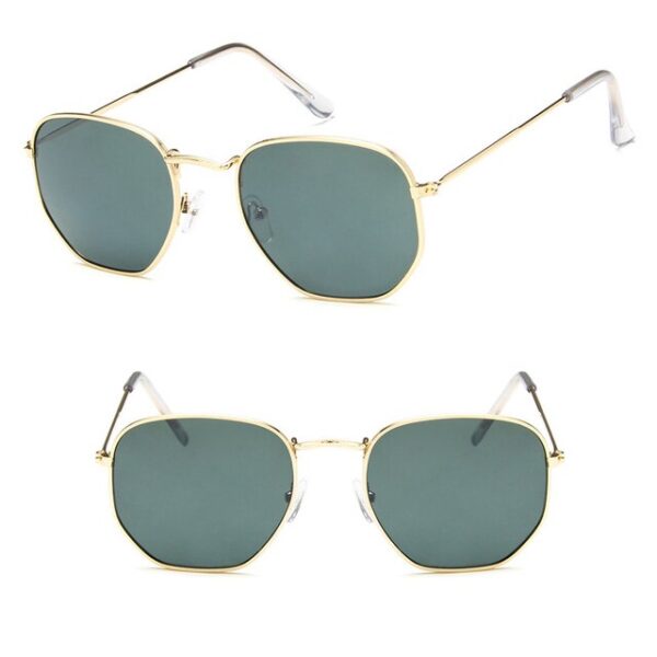 GoldDarkGreen Square Sunglasses
